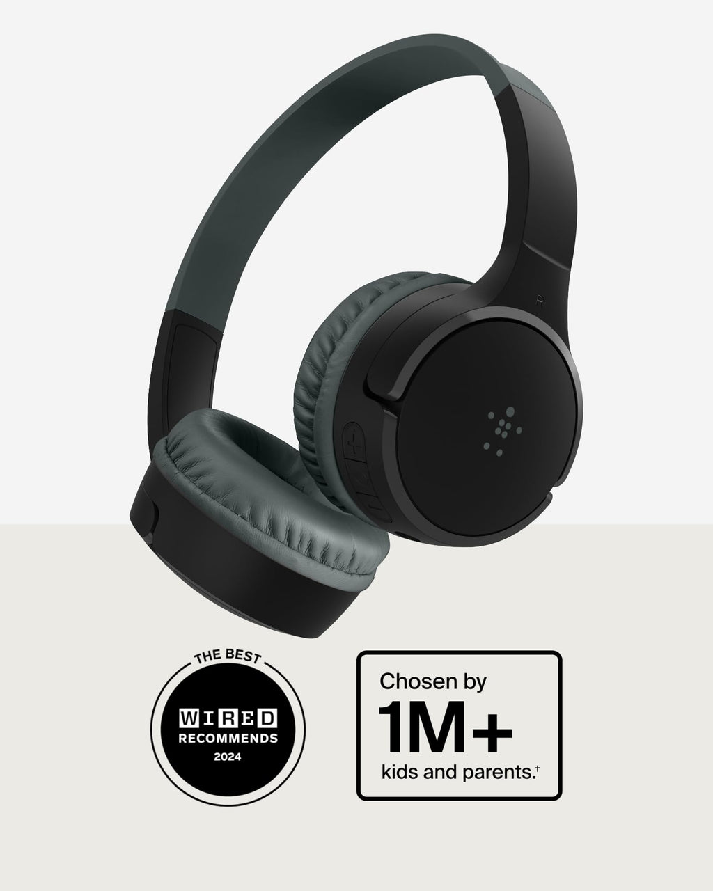 Belkin SoundForm Mini Kids Headphones - Black / Wireless (USB-C) + Case view 1