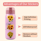 Sunflower Stickers 63Pcs Waterproof PET Sunflower Decals for Water Bottle Cartoon Plant (additional view 4)
