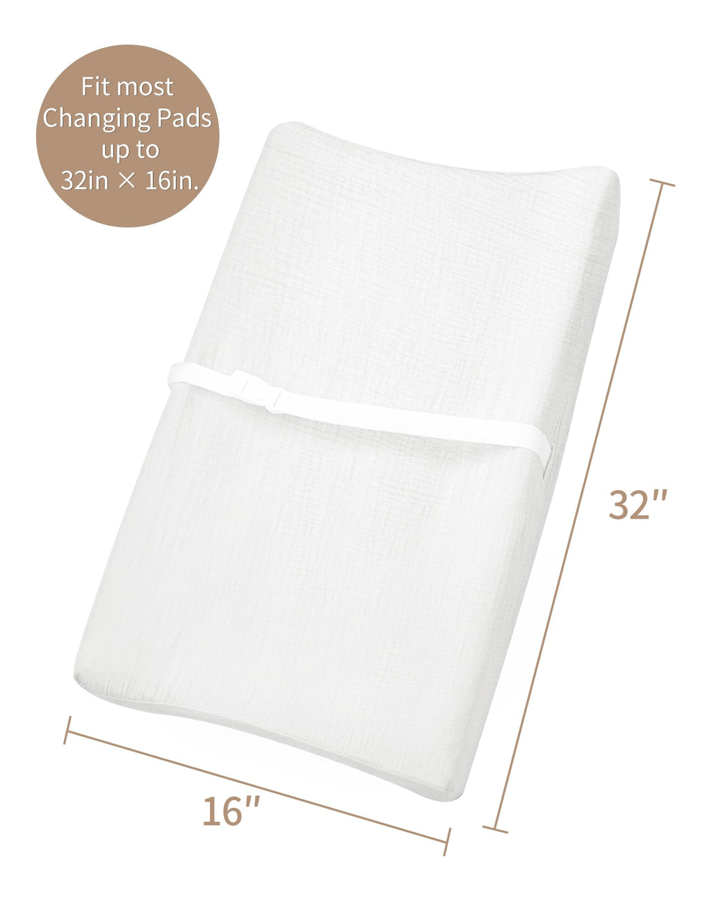 Changing Pad Cover for Baby Girls Boys - White & White view 2