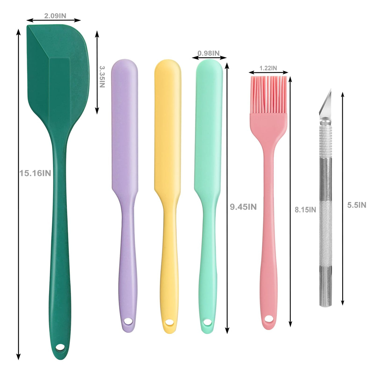 6 PCS Silicone Spurtle Spatula Set for sourdough starter Baking Cooking (additional view 7)
