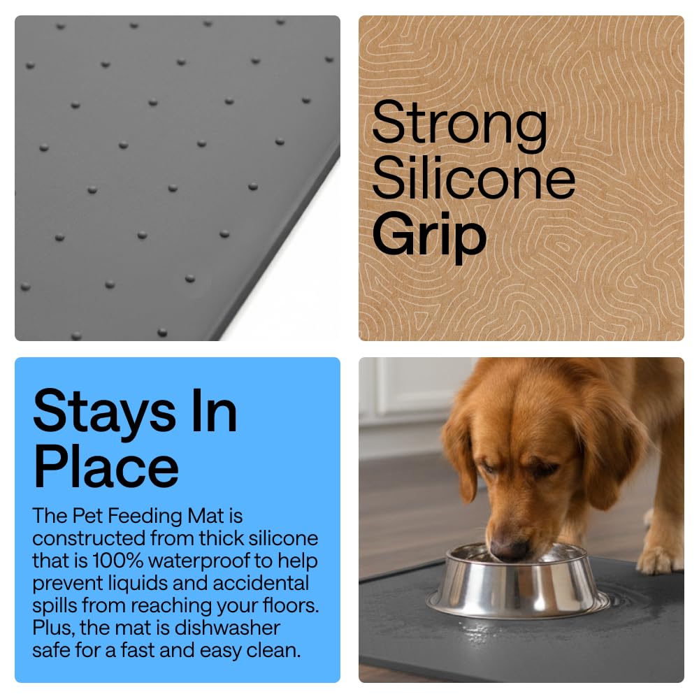 GORILLA GRIP Dog Food Mat, 100% Waterproof Silicone