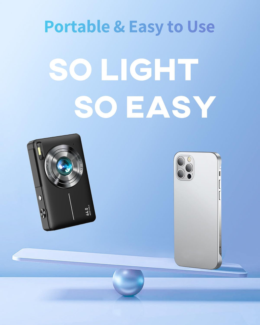 Lecran Digital Camera, FHD 1080P Point and Shoot Camera for Kids Teens, 32GB Card (DC403)