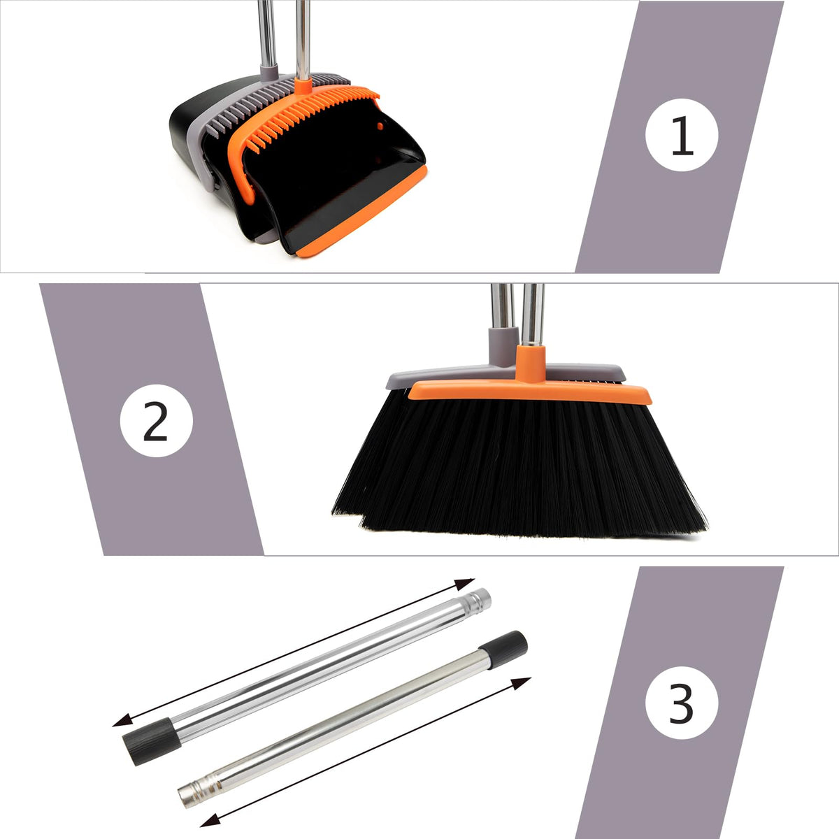 XXFLOWER Broom and Dustpan - Charcoal Black view 2