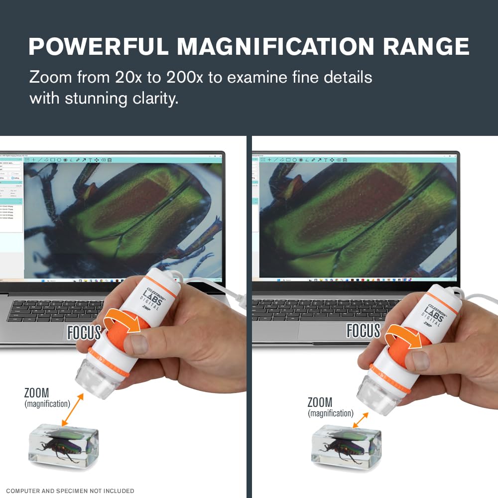 Celestron Labs Digital 2MP Handheld Microscope for Live PC ViewingLearning (additional view 4)