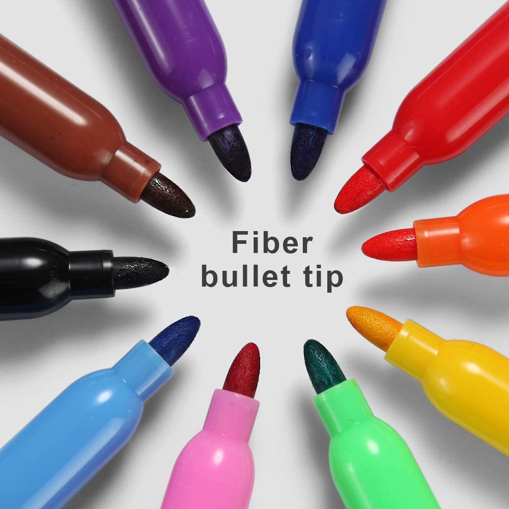 Volcanics Dry Erase Markers, Fine Tip, Low Odor, 10 Colors, – 125 Pack (OP020125PK)