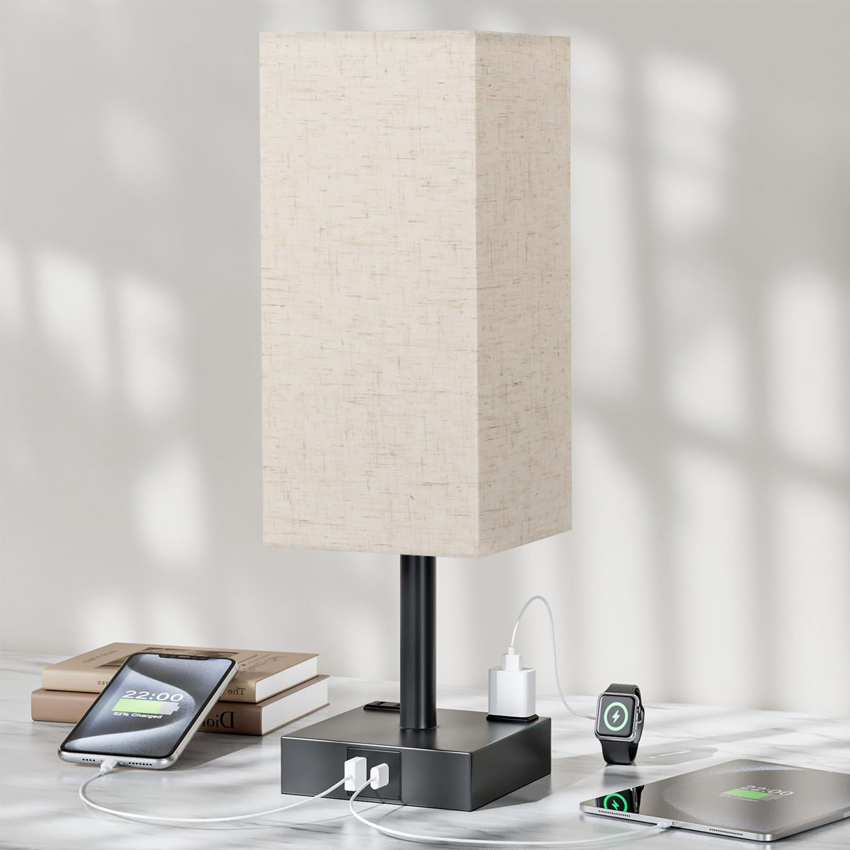 aooshine Bedside Table Lamp Touch Control - 1 Beige & Black / 14.0in view 6