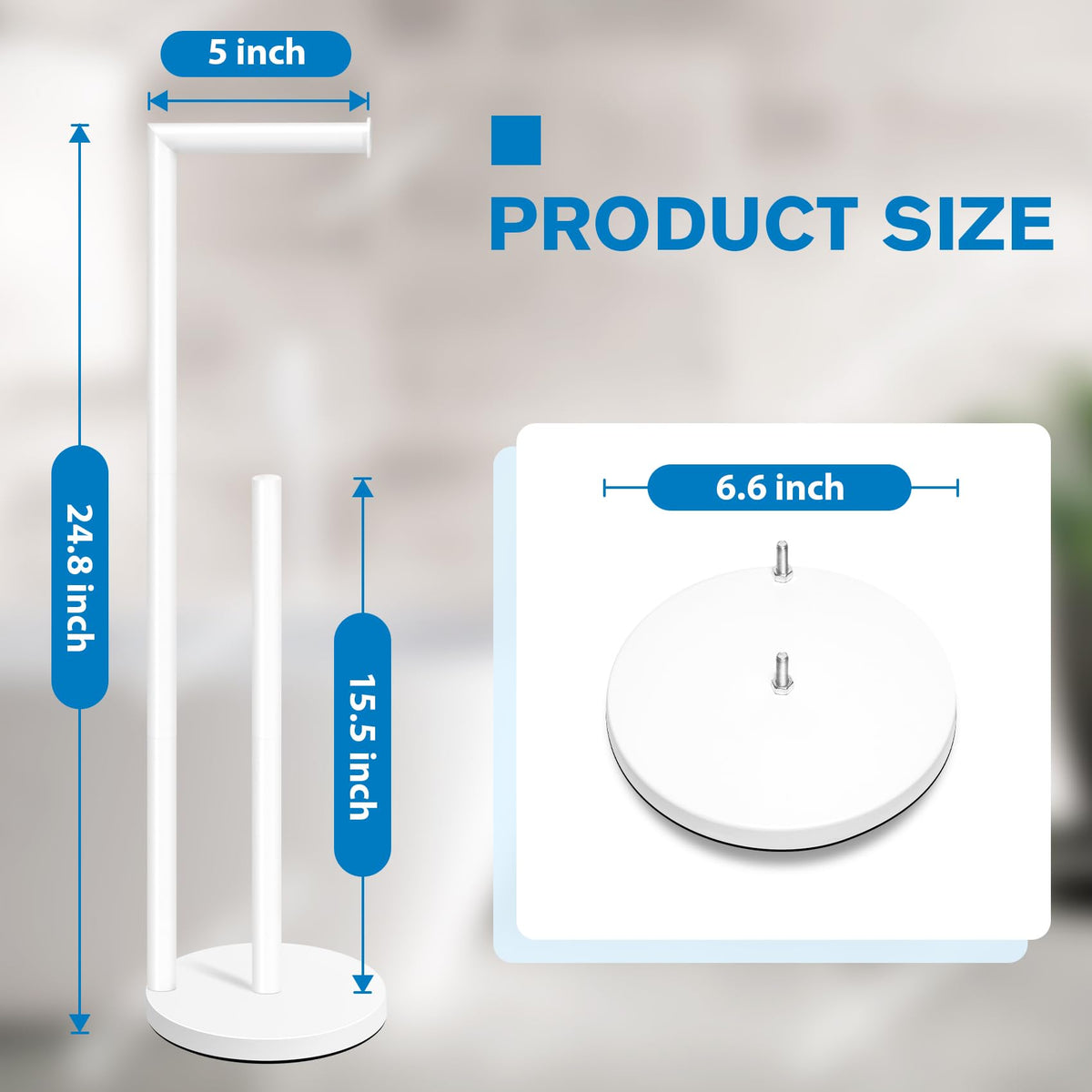 Toilet Paper Holder Stand, Toilet Paper Free Standing - White view 1