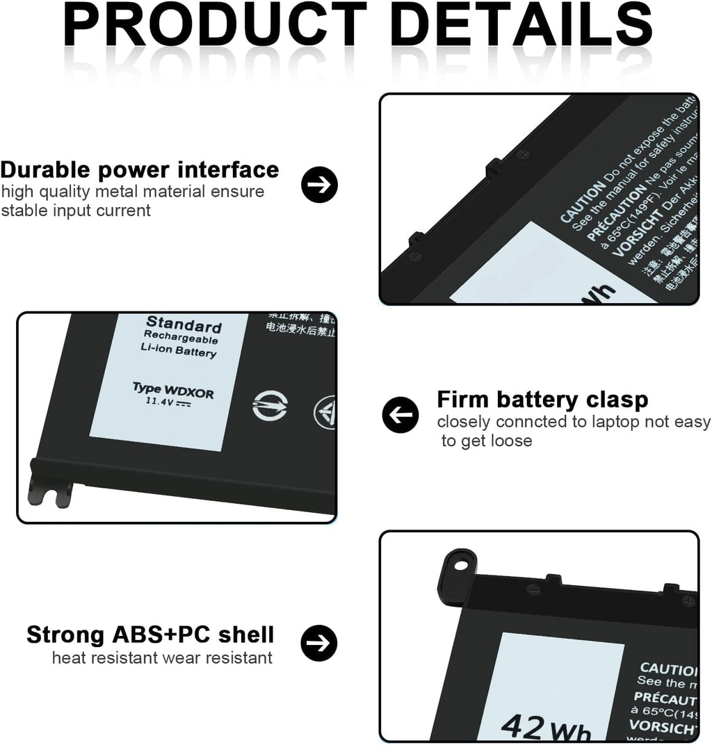 TSKYBEAR WDX0R Laptop Battery Compatible with Dell Inspiron 15 5000 5567 5570 5565 5568 (additional view 2)