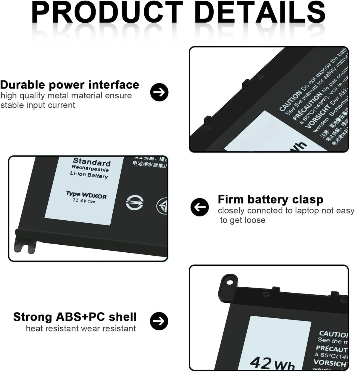 TSKYBEAR WDX0R Laptop Battery Compatible with Dell Inspiron 15 5000 5567 5570 5565 5568 (additional view 2)