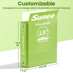 SUNEE 3 Ring Binder 1.5 Inch 1 Pack, Clear View Binder Three Ring PVC-Free (Fit 8.5x11 Inches) for School or Office