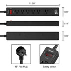 Teiobar Extension Cord Power Strip - Black(6 Outlets/2U1C) / 6 Ft view 6