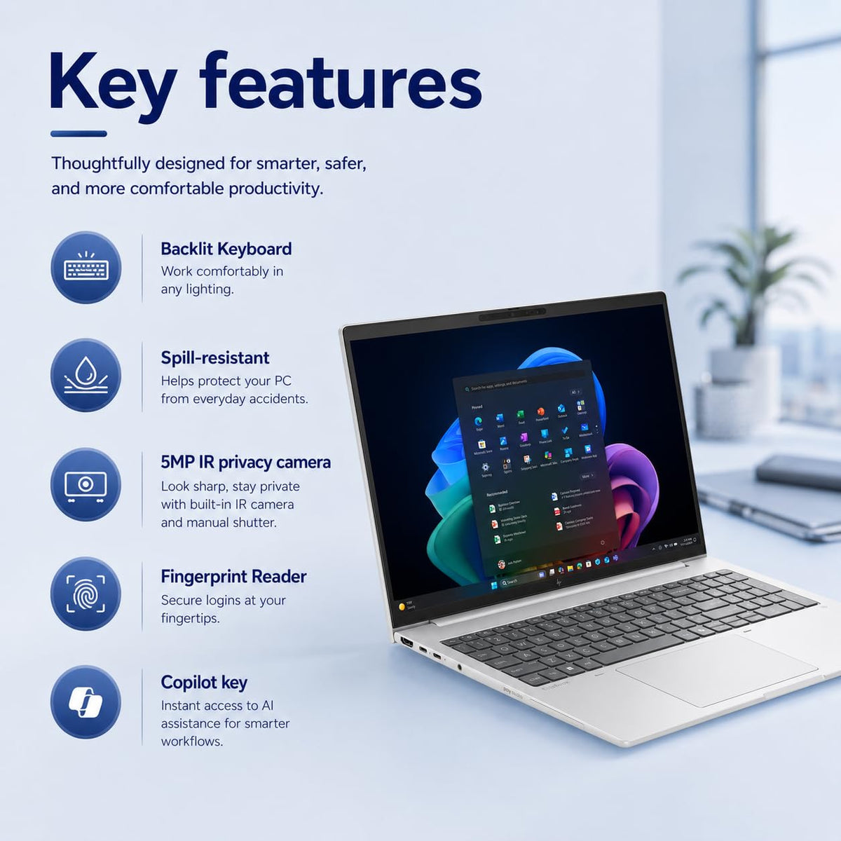 HP EliteBook 8 G1a Laptop, 14" FHD+, AMD Ryzen 5 230, 32GB DDR5, 1TB SSD