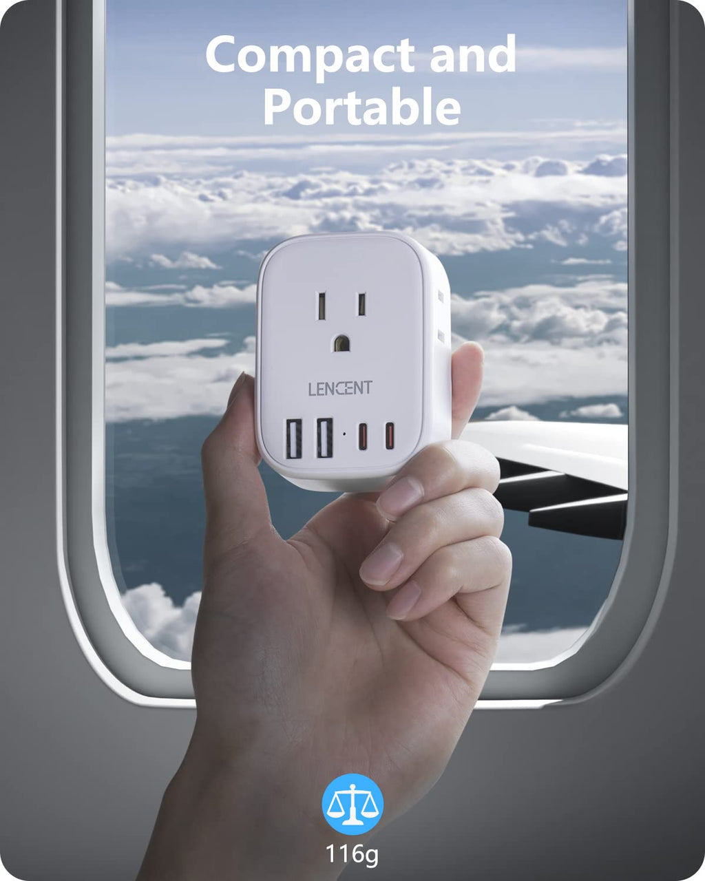 LENCENT Travel Plug Adapter - Type E/F-17.5W- Germany view 4