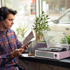 Seasonlife Vinyl Record Player with Speakers Turntable for Vinyl,Pale Pink (additional view 6)