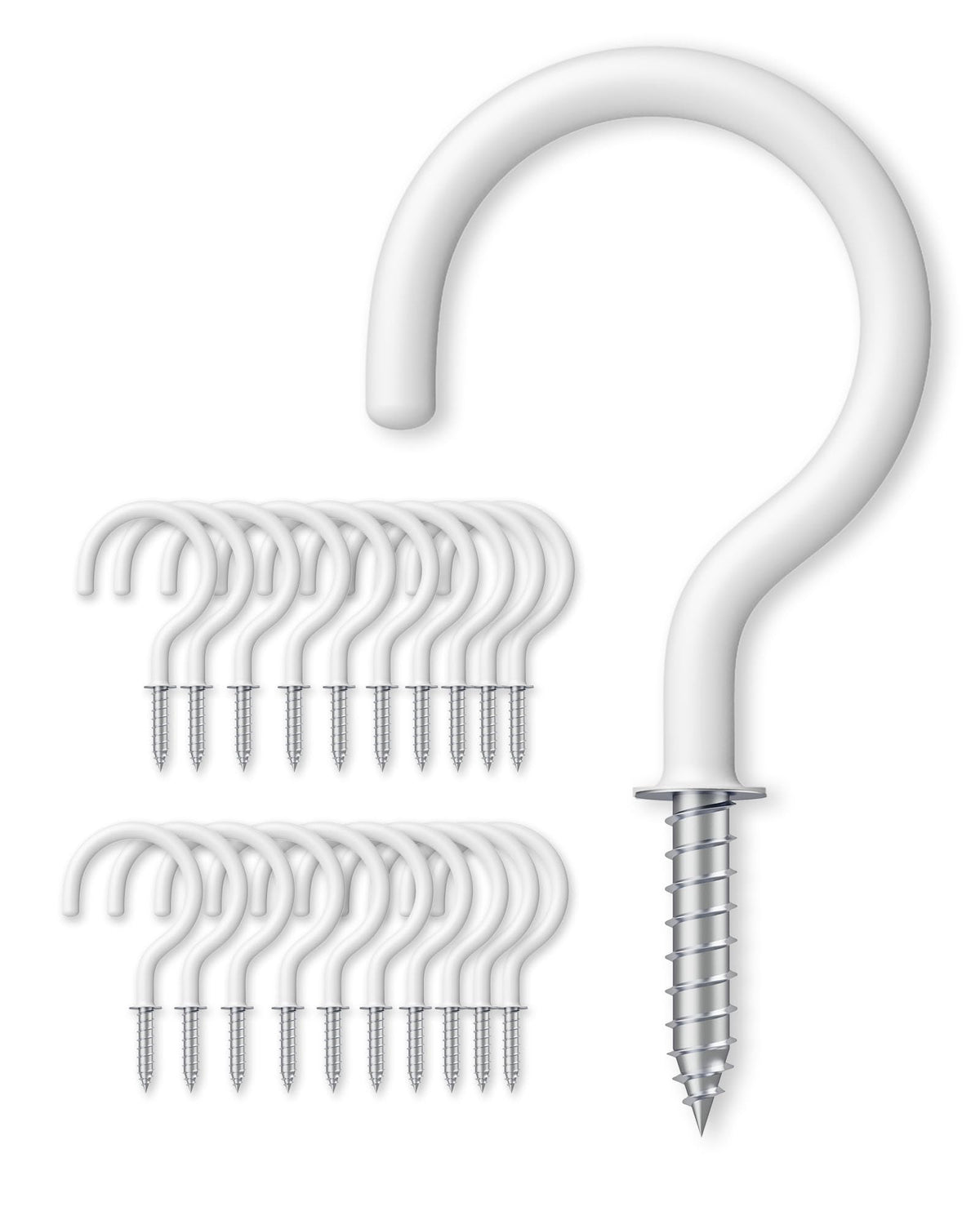 Argojolo Ceiling Hooks – Vinyl Coated ScrewHook – 1-1/2 Inches Cup Hook – Screw-in Hooks
