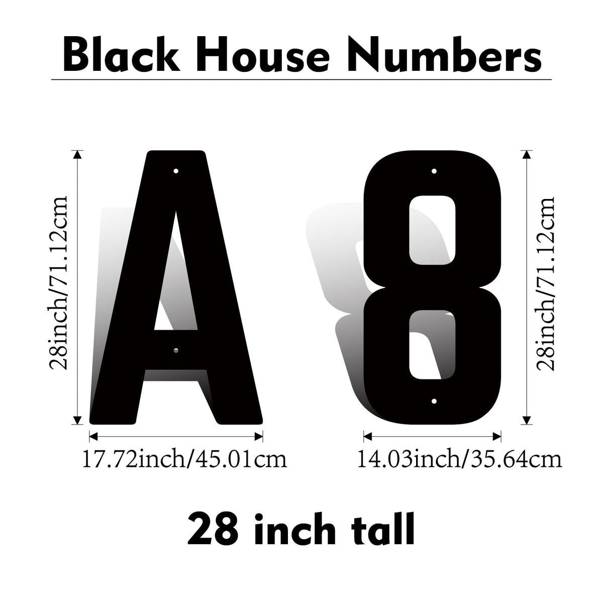 SpNo1-MS 28 Inch 5 PCS Custom Metal House Numbers, Metal Address Numbers, Modern Black House Number for Outside