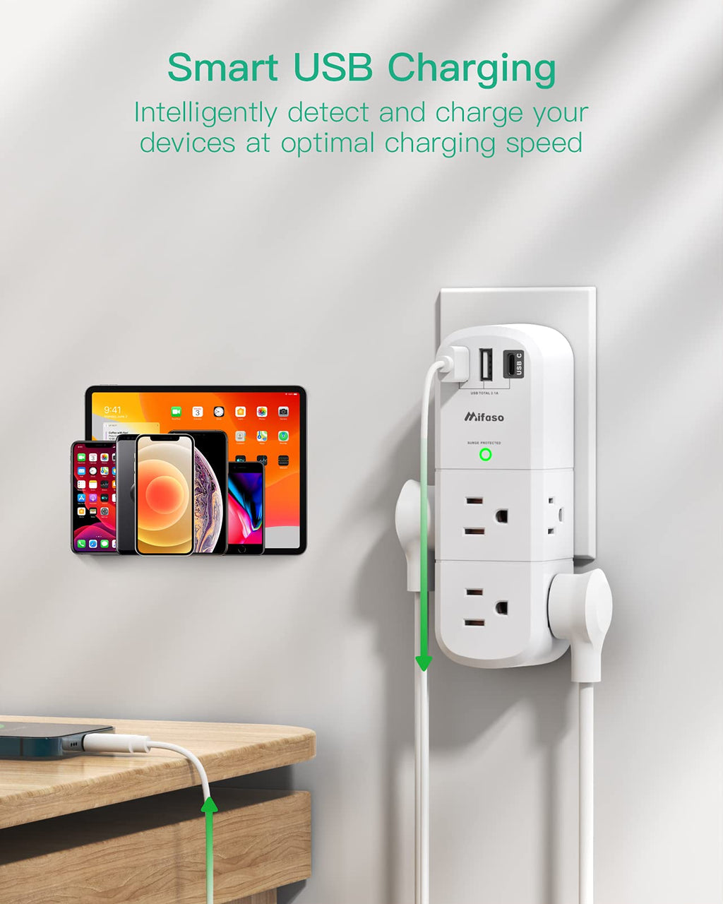 Outlet Extender with Rotating Plug - White view 3