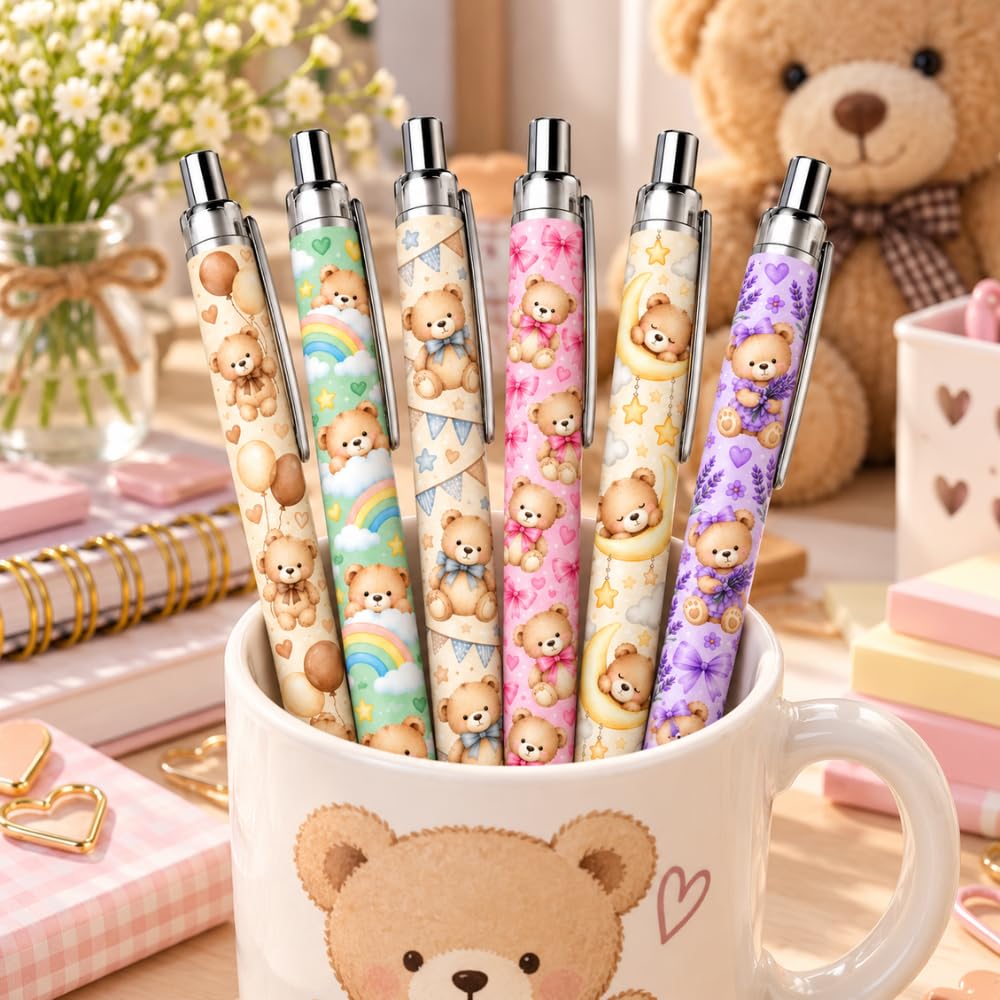 YJ PREMIUMS 6PC Ballpoint Pens - Teddy Bear view 2