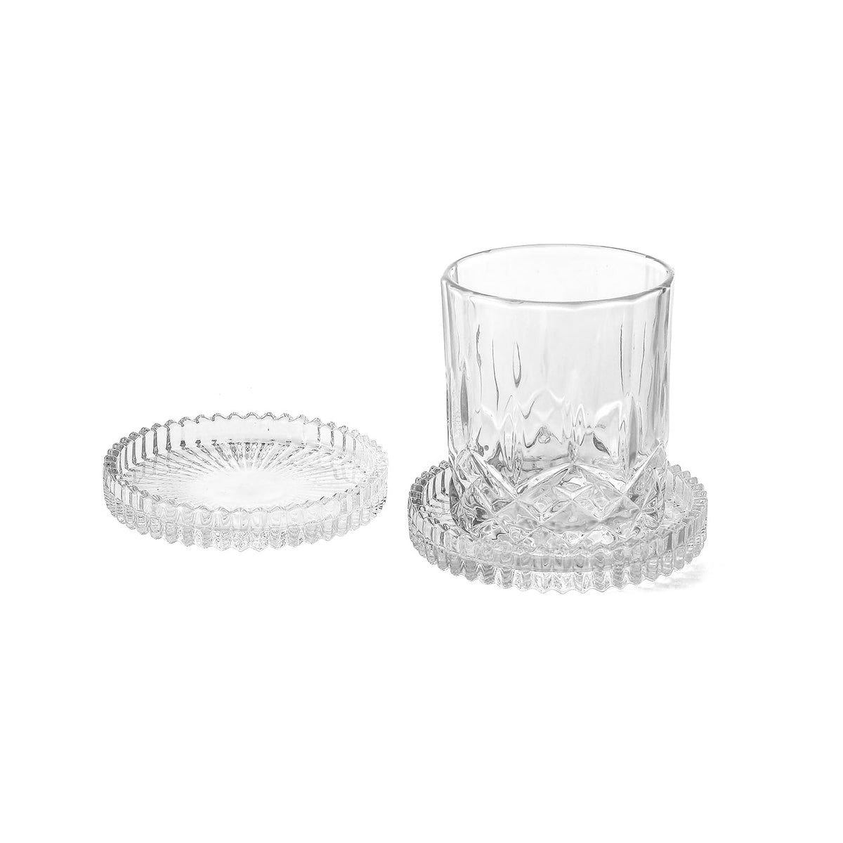 ZQXJWFY Glass Coasters Round Cup Mat - Bd-clear-2pcs