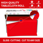 CXPSINC 54 Inch Plastic Table Cover Roll Disposable Tablecloth with Slide Cutter - Red / 3600" x 54" (Rectangular) view 3
