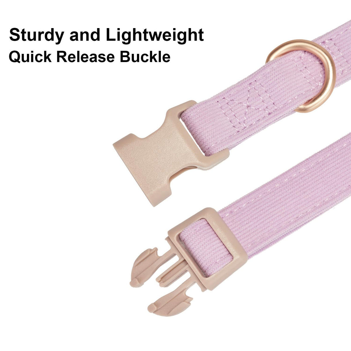 YUDOTE Corduroy Dog Collar Leash Set Adjustable Pet Walking Gear - Lilac / Medium view 3