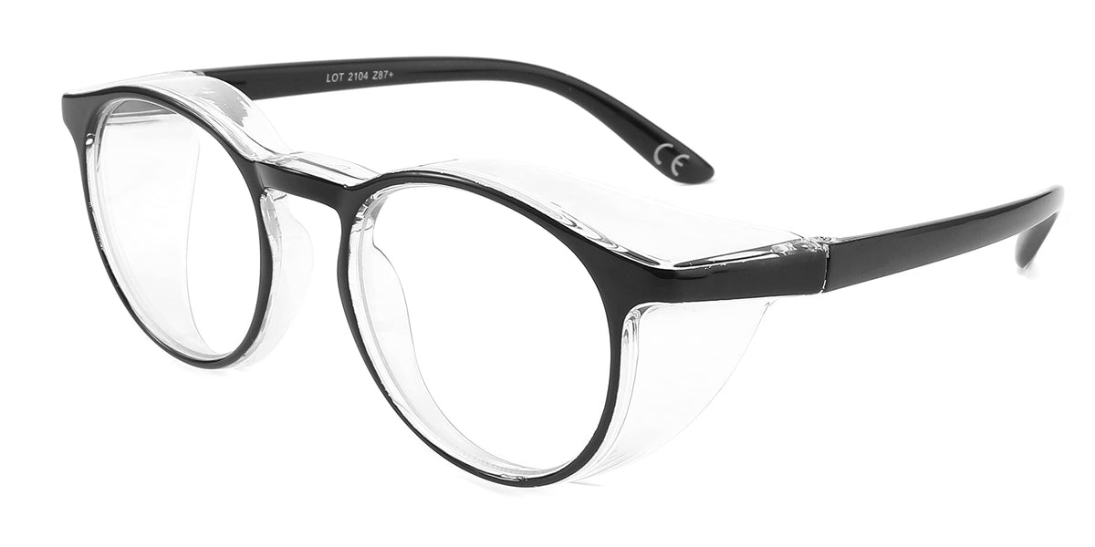 Alsenor Safety Glasses Anti Fog Goggles Protective Eyewear Blue Light Blocking Anti Dust UV Protection Glasses For Men Women - Round-black view 2