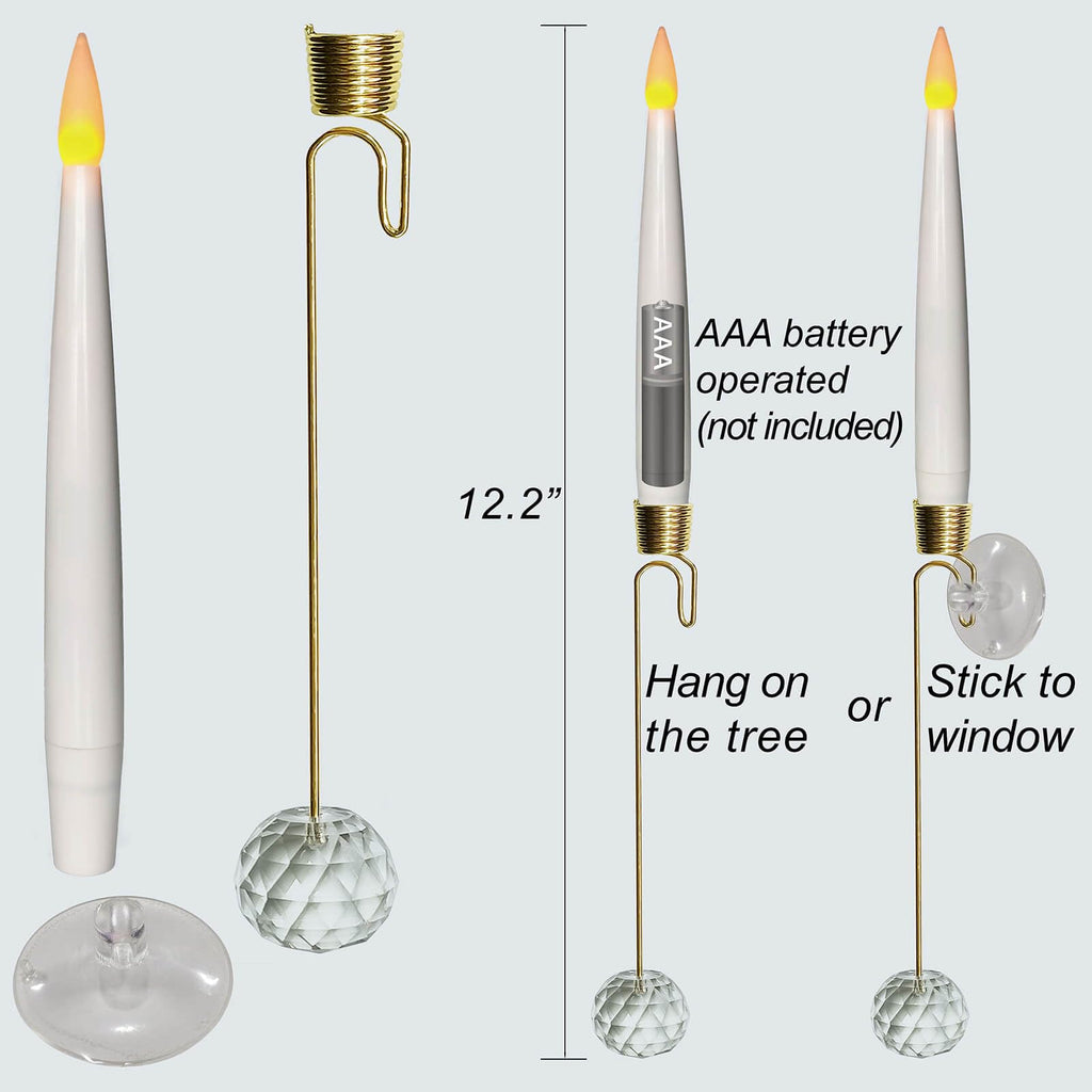 Leejec 10-Pack Christmas Tree Candles, Wand Remote, Crystal Ball Hooks (additional view 3)