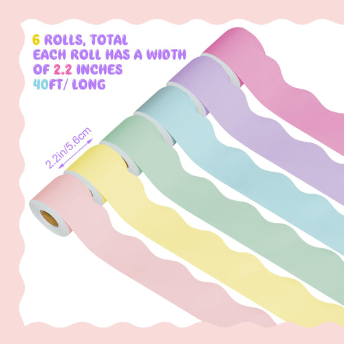 240 Ft Pastel Bulletin Board Borders Colorful Classroom Borders Scalloped Border Trim (additional view 1)