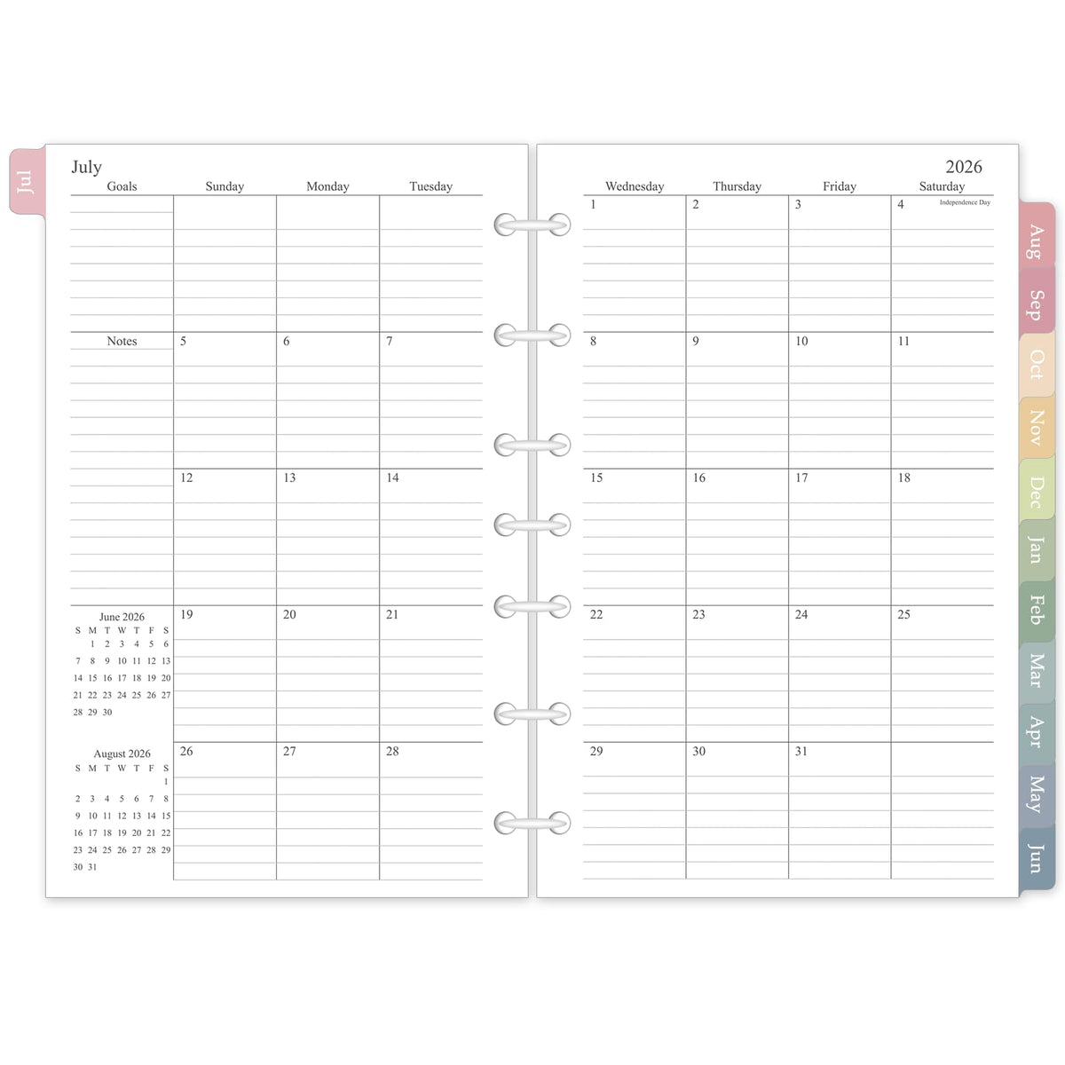 2026-2027 Monthly Planner Refill - Classic - Size 4(5.5"x8.5")