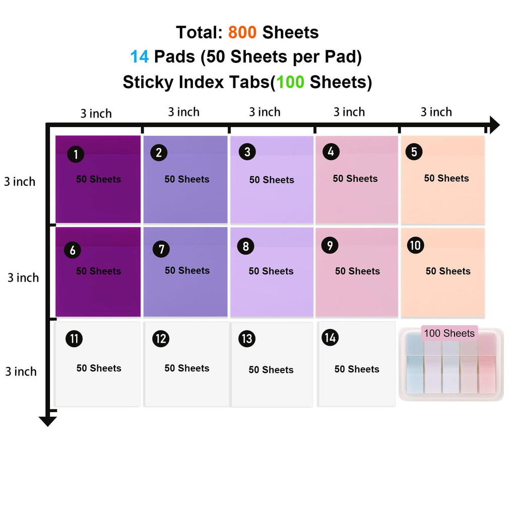 800 Sheets Transparent Sticky Notes