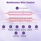 USB C Headphones for iPhone 18 Pro Max 17 16 15/Galaxy S26 FE Wired Earbuds - Rose-Pink view 3