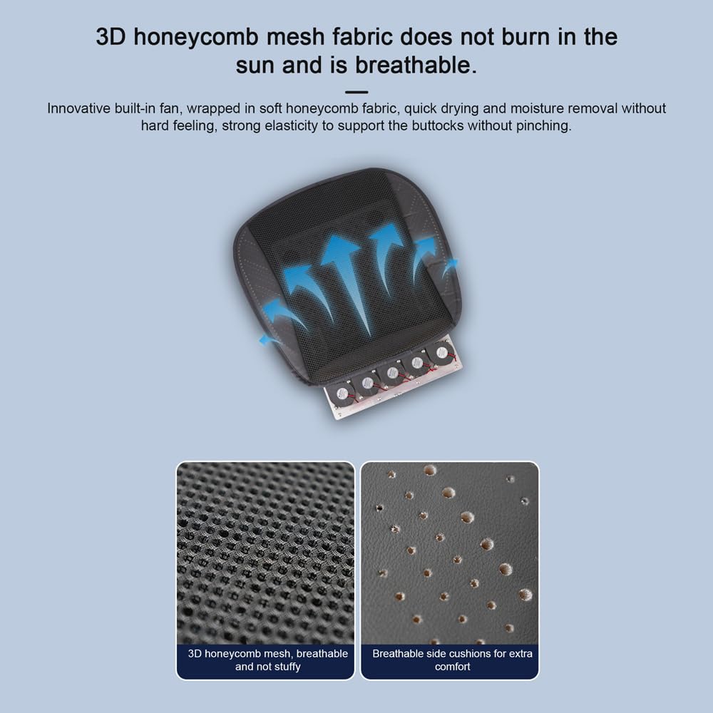 Cooling Seat Cushion, Breathable Ice Silk Car Seat Fan Cushion, 3 Adjustable Speed (additional view 3)