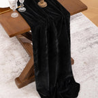 2 Pack Black Velvet Table Runner Cloth Fall Luxurious Wedding Party Decor (additional view 2)
