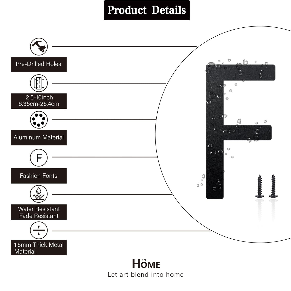 Inch House Numbers and Metal Letters for Outdoor Signs, House Numbers for Outside, Aluminum Address Letters and Numbers for Door, Mailbox, Garden, Perfect for Home or Office (Letter X)