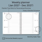 POPRUN Weekly Planner - Navy Blue / Large - 8.5" x 10.5" / Calendar Year 2027 view 2