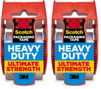 Scotch Heavy Duty Shipping Packing Tape, Clear, Shipping and Packaging Supplies, 1.88 in. x 27.7 yd., 1 Tape Roll with (Pack of 2)