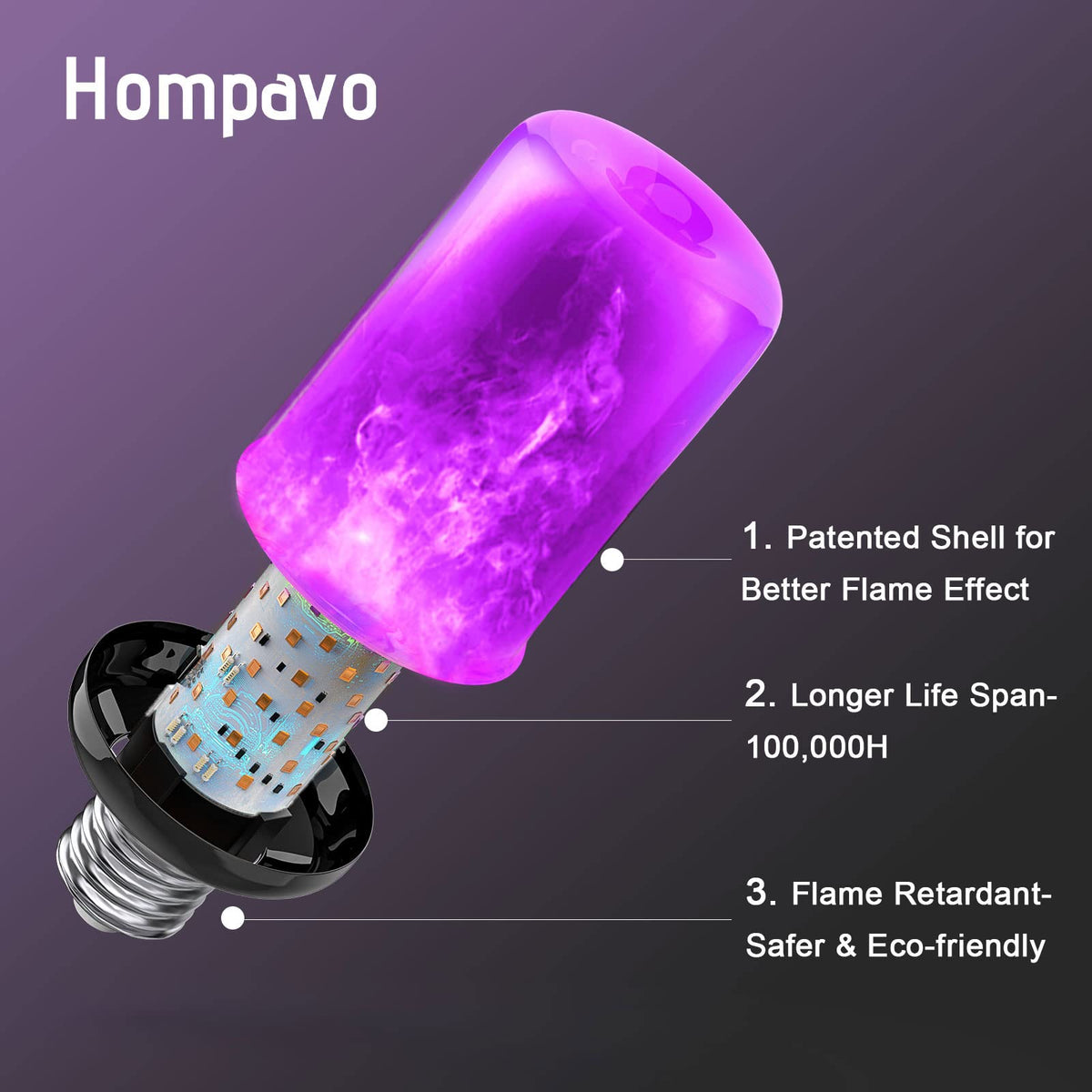 Hompavo 【Upgraded Flame Light Bulbs for Home Decor with Upside Down Effect (HPFLAB-US-FT) (Pack of 4)