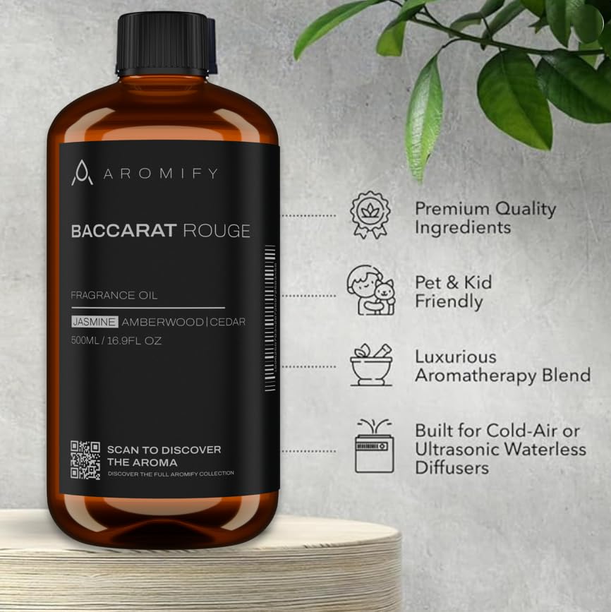Aromify Baccarat Rouge Diffuser Oil with Jasmine, Amberwood & Cedar 500ML