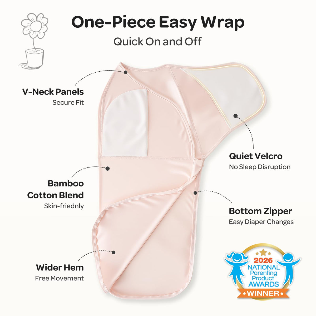 Momcozy Swaddles for Newborns, Quiet Fastener Swaddle for Infant 0-3 Months (Pack of 2)