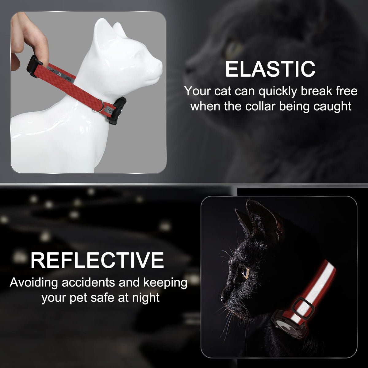 AirTag Cat Collar, Reflective Cat