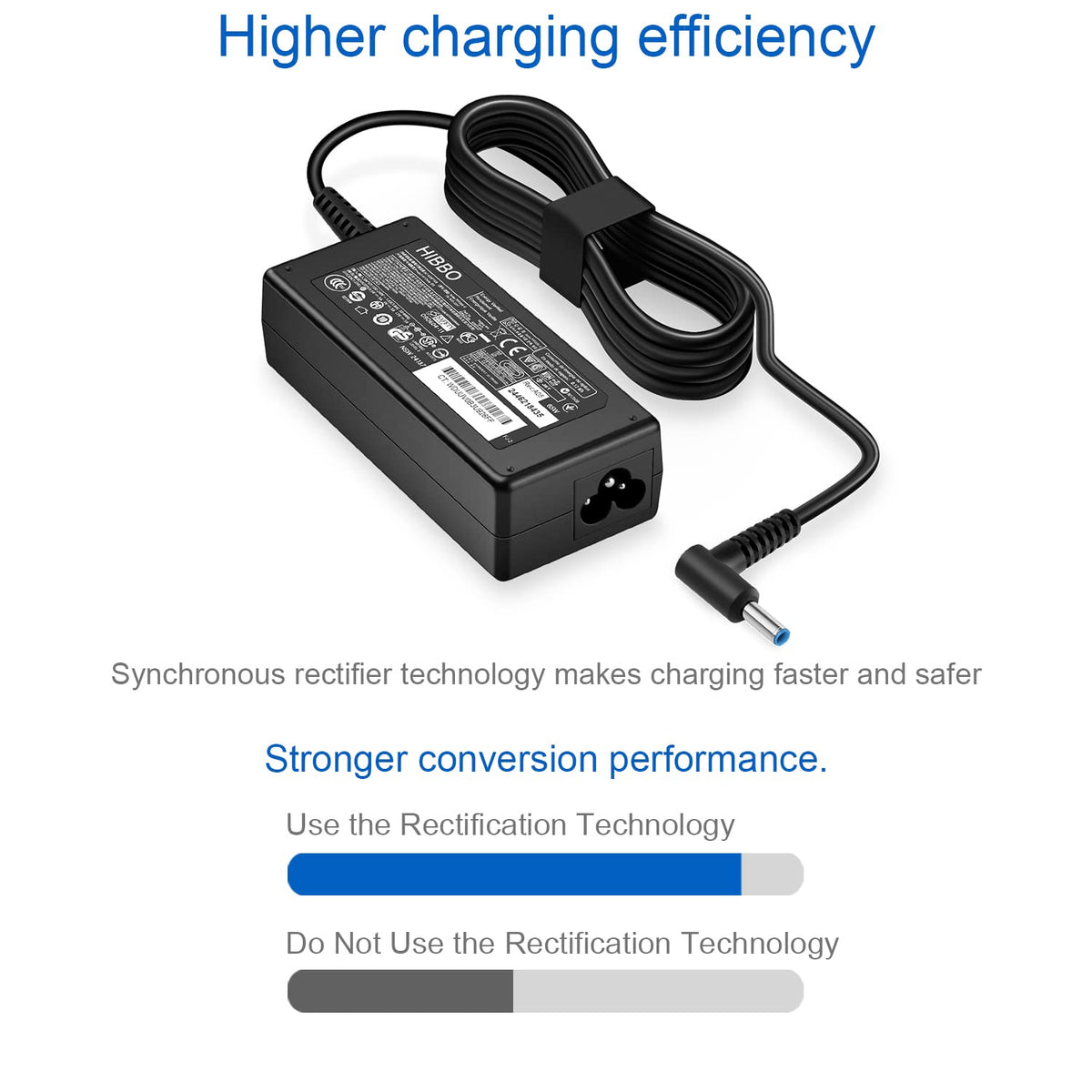 HIBBO Extra Long 10FT Charger for HP Laptop 65W 45W Smart Blue Tip Power Adapter (HP Laptop charger blue tip)