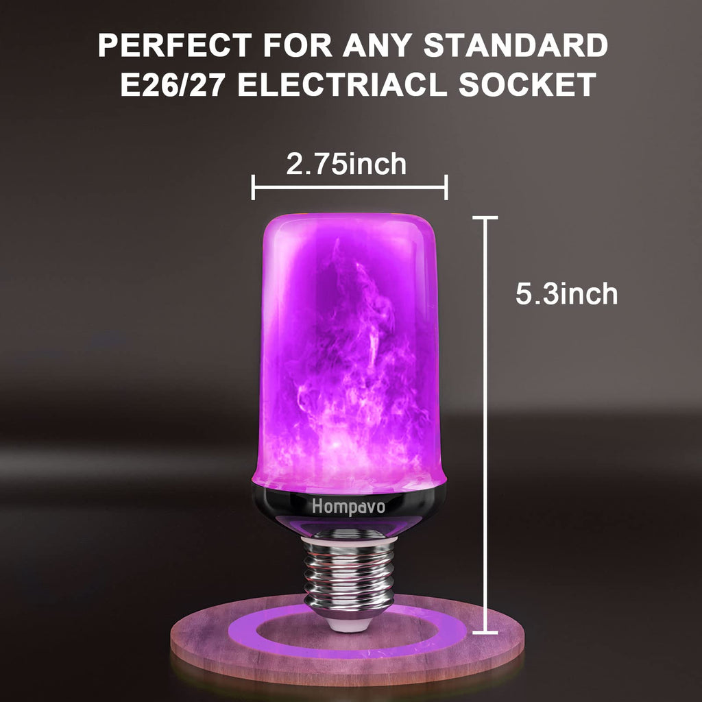 Hompavo 【Upgraded Flame Light Bulbs for Home Decor with Upside Down Effect (HPFLAB-US-FT) (Pack of 4)