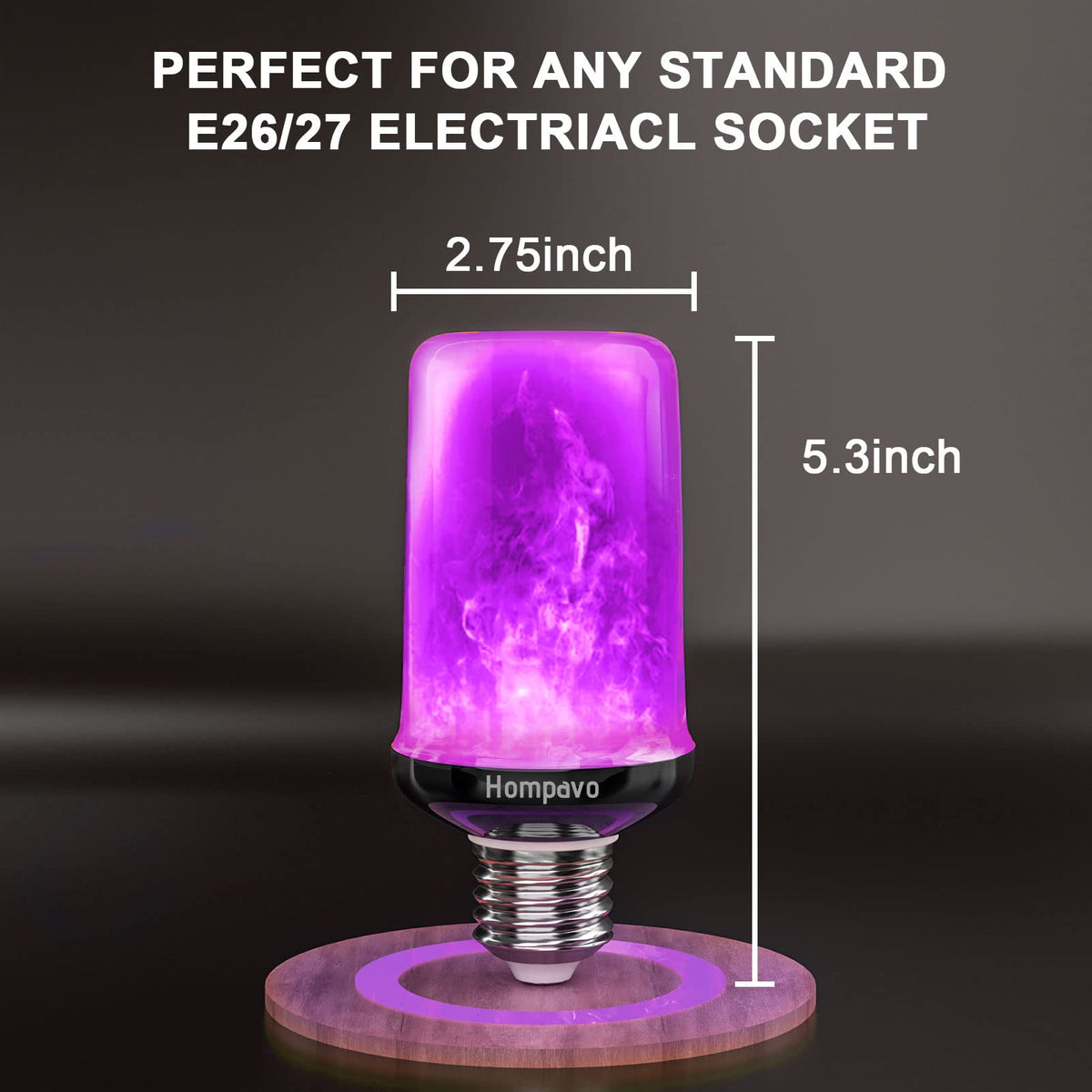 Hompavo 【Upgraded Flame Light Bulbs for Home Decor with Upside Down Effect (HPFLAB-US-FT) (Pack of 4)