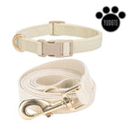 YUDOTE Corduroy Dog Collar Leash Set Adjustable Pet Walking Gear - White / Small view 8