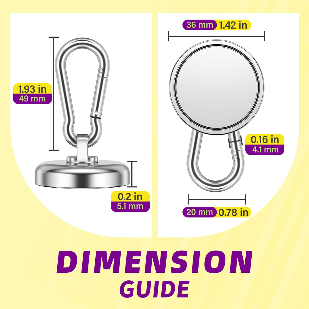 Niuknow Magnetic Hooks with Swivel Carabiner - Silver / 1.42 in view 2