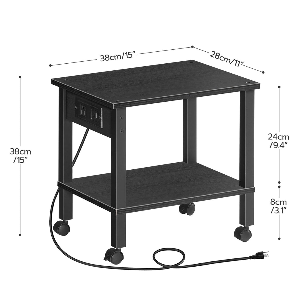 HOOBRO 2-Tier Printer Stand with Charging Station, Under Desk Printer Table, Printer Cart (additional view 4)