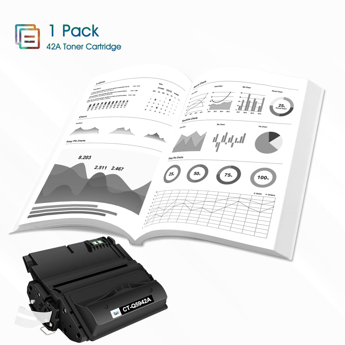 Q5942A 42A Black Toner Cartridge 1-Pack for HP 42X Q5942X Q1338A Q1338X (additional view 4)
