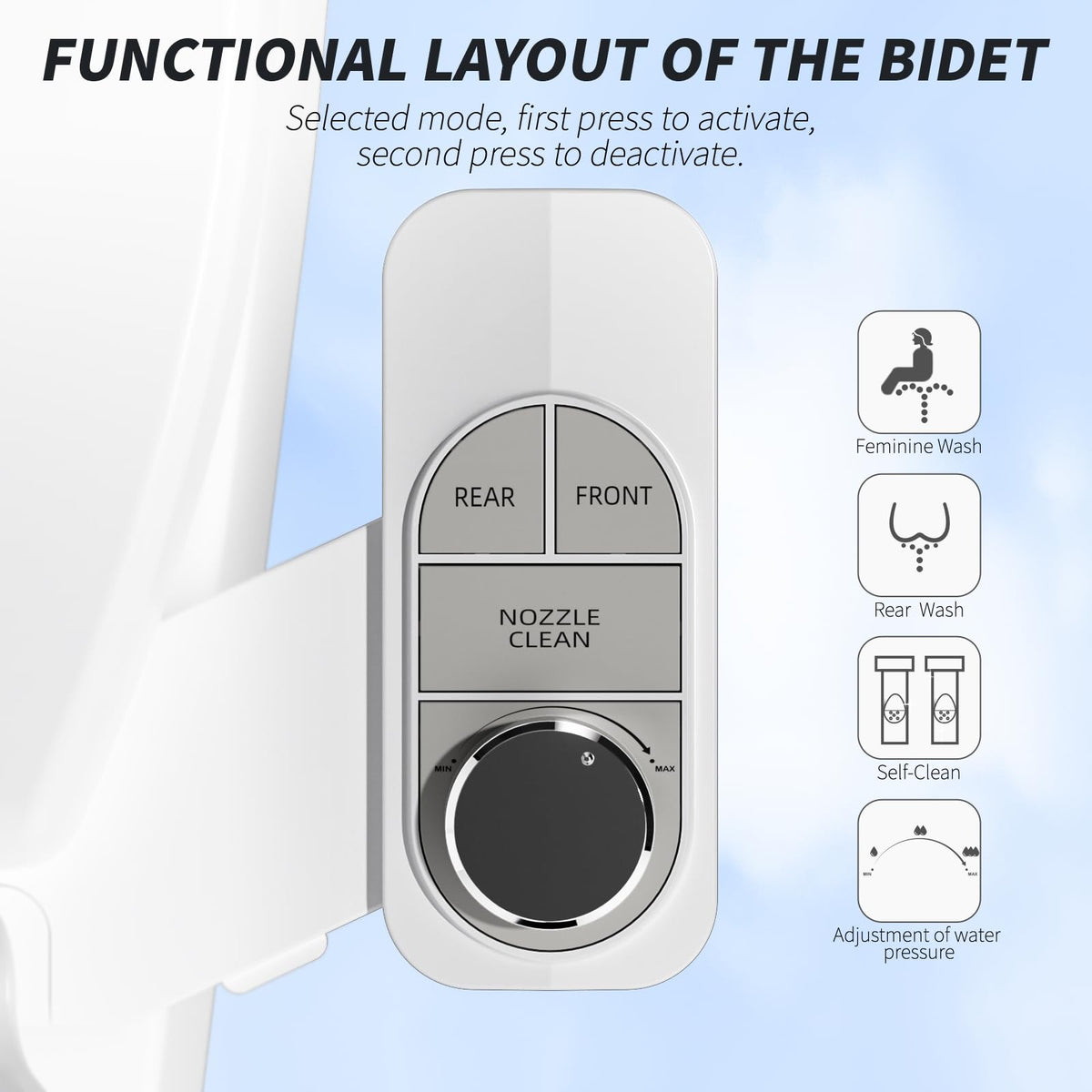 SAMODRA Non-Electric Bidet - Pebble Gray view 3