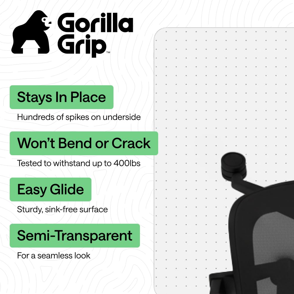 GORILLA GRIP Office Chair Mat for Carpet Floors, Heavy Duty
