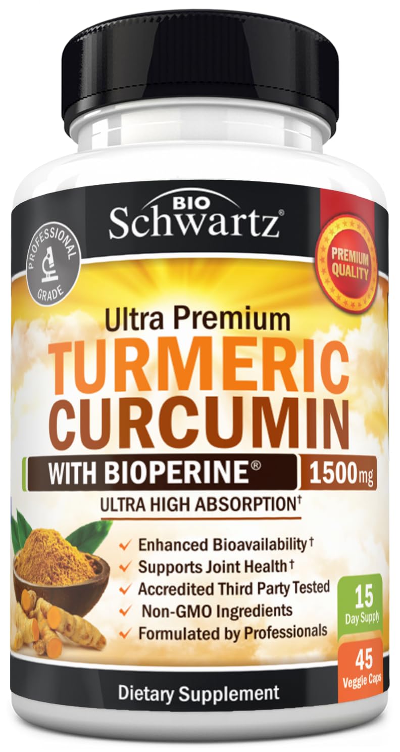 BioSchwartz Turmeric Curcumin with Black Pepper Extract 1500mg, 45 Capsules